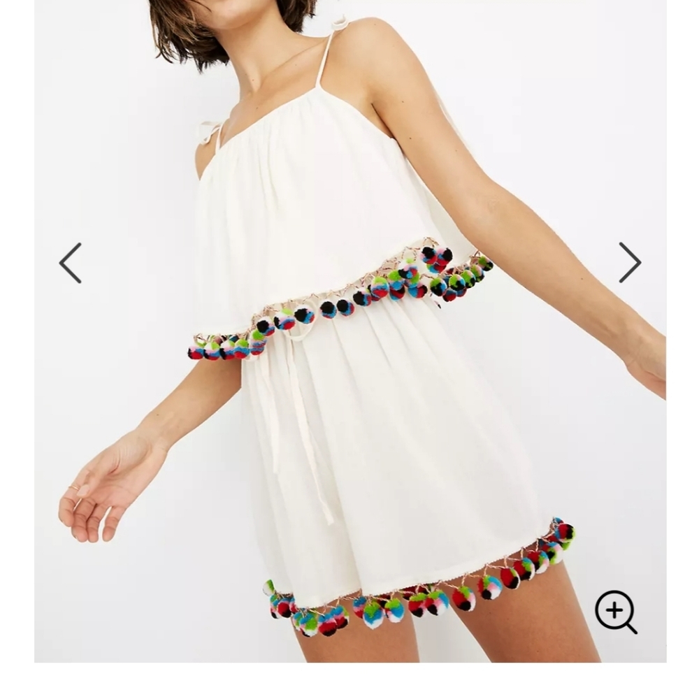 Madewell pom pom cover up romper cotton